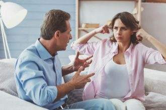 Couple quarreling at home