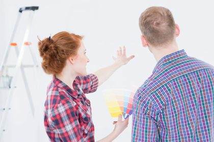 Woman choosing the wall colour